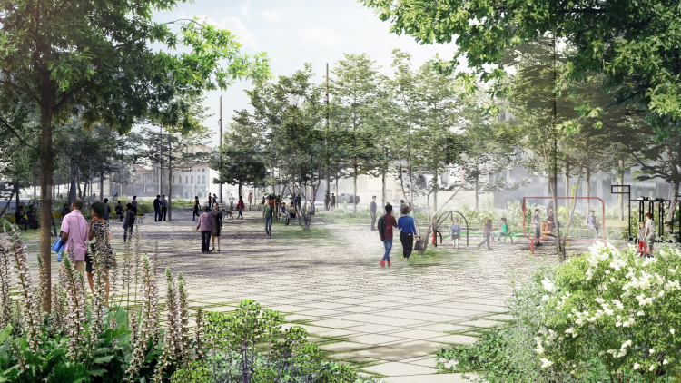 Perspective de la future place Grandclément. @BASE